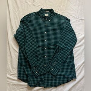 J. Crew Teal Checkered Men's Long Sleeve Business Wear Shirt